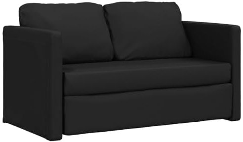 Hommdiy Bodensofa mit Schlaffunktion,klappcouch mit schlaffunktion,Schwarz 112x174x55 cm Kunstleder