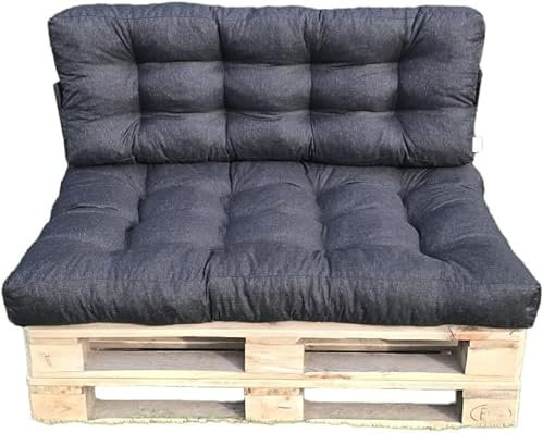 Filippo Palettenkissen Set Outdoor - Sitzkissen 120 x 80, Rückenkissen 120 x 40 - Komfort Polster Für Palettenmöbel - Doppelseitiges Palettenauflagen Wasserabweisend, UV-beständig für Europaletten