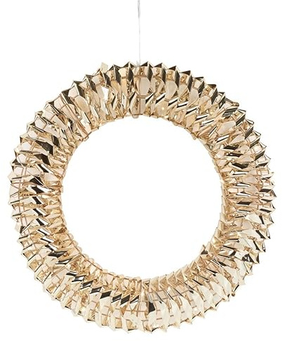 URBNLIVING 30/40cm Round Pearl Gold Black Iridescent Light Up LED Festive Decorative Christmas Wall Door Hanging Wreath Battery Operated Pre Lit Decoration Ornament Lights Xmas Décor