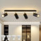 LED Deckenleuchte 4 Flammig Schwenkbar 350°,Deckenstrahler mit unteres Glühen 36W+4x5W GU10 Spots,3000K Warmweiß Deckenspot strahler,Modern Deckenlampe Lampe,Spotleuchte für Küche,Wohnzimmer schwarz