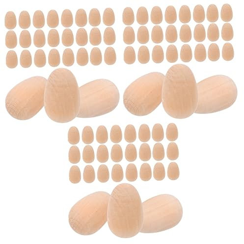 SHINEOFI 3 Sätze Dreidimensionale Eier Dash Eierkocher Eierbecher Easter Egg Decoration Ostereier Dekoration -party-eier- Künstliches Ei Aus Holz Hölzern Khaki 60 Stück * 3