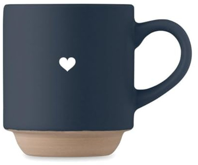 Kleine Kaffee Tasse aus Keramik mit eingraviertem Herz. Platzsparend Stapelbar. Passend für doppelten Espresso oder für die Kinder. max. 170ml - Ø6,8 - Höhe: 8cm (Blau)