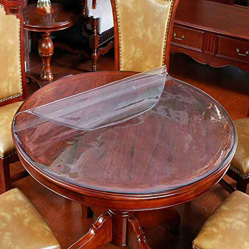 Nappe ronde transparente en toile cirée imperméable pour cuisine et salle à manger – Nappe en verre souple (ronde de 130 cm) – Protection de table élégante et durable