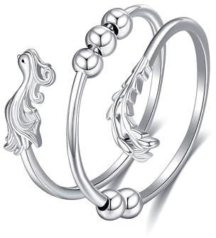 HUKKUN Fidget Ring Sterlingsilber Phoenix Fidget Spinner Ring Phoenix Schmuck für Frauen