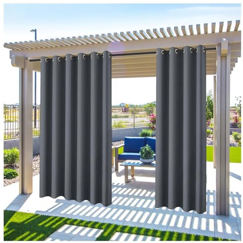 Outdoor Vorhang für Pergola Garten Terrasse Pavillon 1 Stück 350 * 150cm（B*H） Wasserdicht Winddicht Outdoor Vorhänge Pergola Pavillon Gardinen Wärmeisoliert UV-Schutz