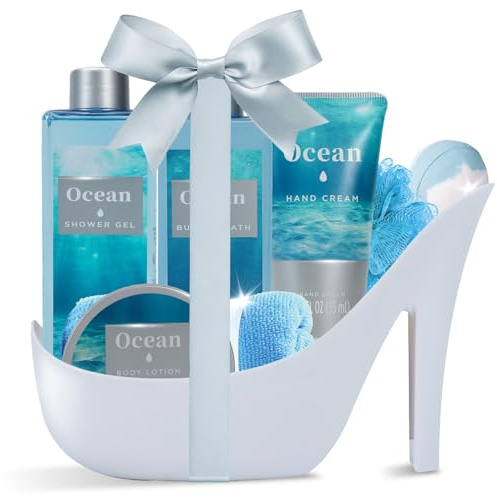 Spa Luxetique Coffret Bain et Soin Femme -8pcs Coffret Cadeau pour Femmes les Parfums de Océan avec Lotion Corporelle,Bain Moussant,Cadeau Saint Valentin et d' Anniversaire,Cadeau Fete des Meres