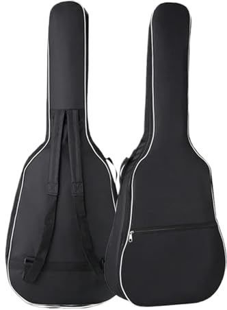 LPACXBYD 40/41 Zoll Oxford-Gewebe Akustikgitarren-Gigbag Wasserdichter Rucksack Baumwolle Doppelte Schultergurte Gepolsterte Softcase für Konzertgitarren(Black)