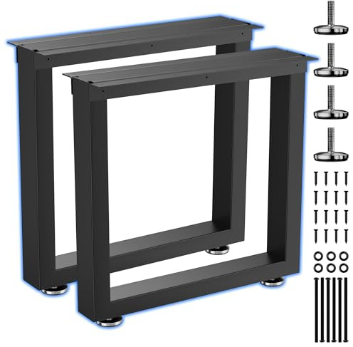 Robuste stuhlbeine, 40 x 40 cm, 2 Stück, industrieller möbelfüße aus schwarzem Metall , Stahlstützrohr für bankbein couchtisch beine und DIY tischbeine metall schwarz – quadratische Form (17.7inch)