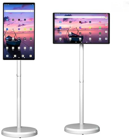 Portable 21.5-Inch Rolling TV, 1080P Smart Wireless Touch Screen Monitor, Android OS, 13MP HD Camera, Full Swivel Rotation