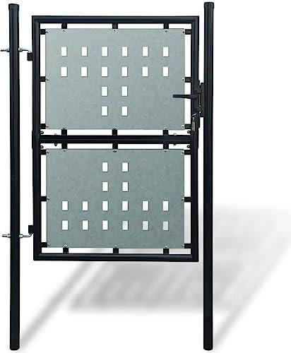 vidaXL Portillon Clôture de Jardin Noir Acier 100x175 cm Portail Porte Jardin