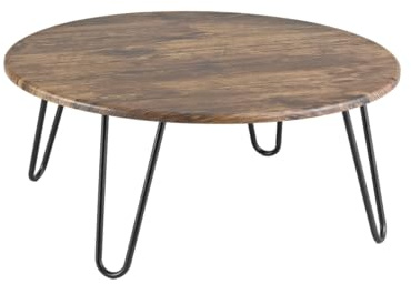 Aspect Brockton Round Coffee Table, Wood, Vintage 1, 80 x 80 x 35 cm, Brown and Black