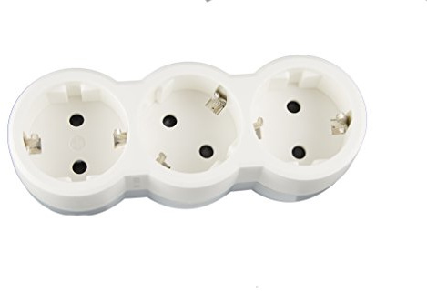 3 prese adattatore schuko orizzontale, Bianco