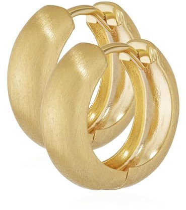 NKlaus Paar Ohrringen Gold - Gelbgold 333 Creolen - Klappcreolen 15 x 5,1mm - Schmuck Damen und Mädchen - Matt gerundet Ohrschmuck - 4744