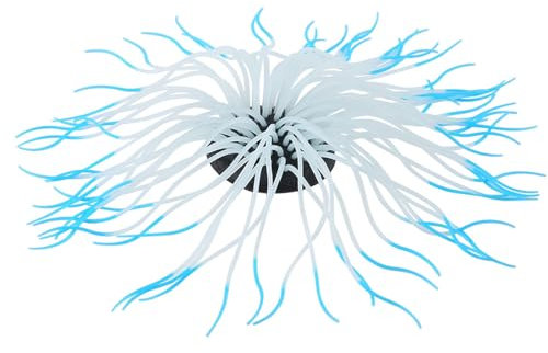 Garosa Aquarium en Plastique Herbe Artificielle Vert Réaliste Plantes sous-Marines Lumineux Aquarium Décor Fish Tank Décoration Ornement Anémone en Silicone pour Simulation Plantes d'ornement(Bleu)