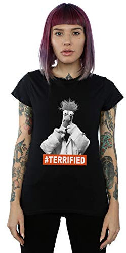 Disney Women's The Muppets Beaker Terrified T-Shirt Black Large