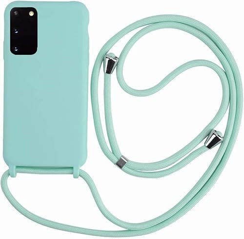 Ququcheng Kompatibel mit Samsung Galaxy S20 Hülle,Handykette Hülle Silikon Seil Necklace Handyhülle mit Kordel Tasche TPU Bumper Schutzhülle für Samsung Galaxy S20-Grün