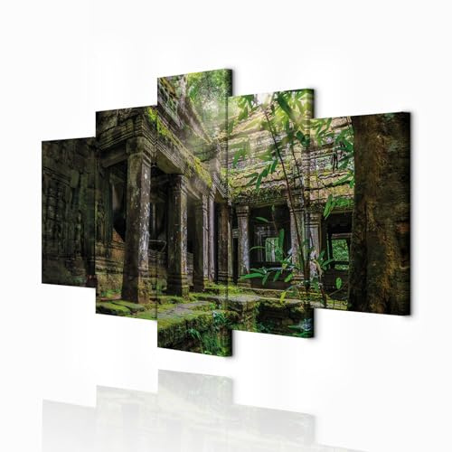 decomonkey Bilder Buddha 225x112.5 cm 5 Teilig Wandbild Groß Wohnzimmer Zen