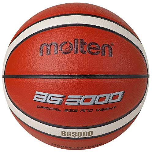 Molten BG3000 Basketball, Indoor/Outdoor, Kunstleder, Größe 5, orange/elfenbeinfarben, geeignet für Jungen im Alter von 7, 8, 9, 10 und 11, Mädchen im Alter von 12 und 13 Jahren