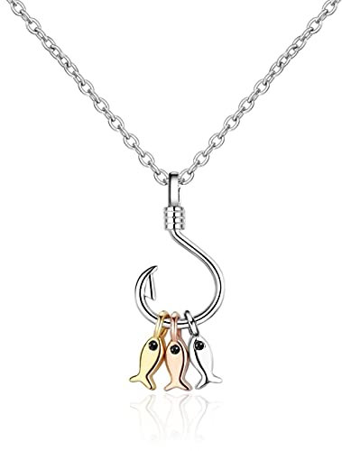 925 Sterling Silver Necklace For Women Cute Fish and Fish Hook Necklace Chain Jewelry The for women
