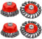 LUOCAI 4 Pcs Twist Knot Wire Brush Set Angle Grinder Wheel Brush Fit for 115mm Angle Grinder Crimped Wire Wheel for Paint, Rust Removal, Weld Cleaning, Rough Surface Treatment
