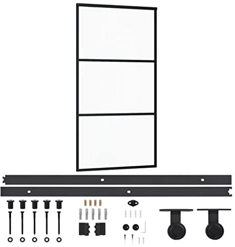 vidaXL Schiebetür mit Beschlag Glasschiebetür Glastür Glas Schiebe Tür Schiebetürsystem Laufschiene Schiebetürbeschlag ESG-Glas Aluminium 102x205cm