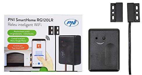 PNI SmartHome RG120LR Relé inteligente WiFi para comando de apertura de puerta de garaje/portón controlado por Internet con la aplicación Tuya Smart, compatible con Amazon Alexa y Google Home