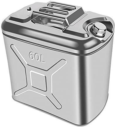 BHBXZZDB Bidon à Carburant Économique, Bidon pour Essence et Huile pour Chaîne, en métal, bidon d'essence Argent 10-60 litres
