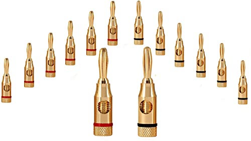 RUNCCI-YUN 14 Stück vergoldeter Bananenstecker High End Audio Jack - Löt- oder Schraubbar für Lautsprecherkabel 4mm