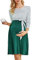 KOJOOIN Robe de maternité pour Femme Col Rond Robe de maternité rayée Manches 3/4 Vêtements de maternité décontractés avec Ceinture,Vert foncé,XL