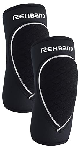 Rehband Ellenbogenschoner Schwarz, Neopren Ellenbogenschutz Handball & Volleyball, Unisex, Farbe:Schwarz - 1 Paar, Größe:XXL
