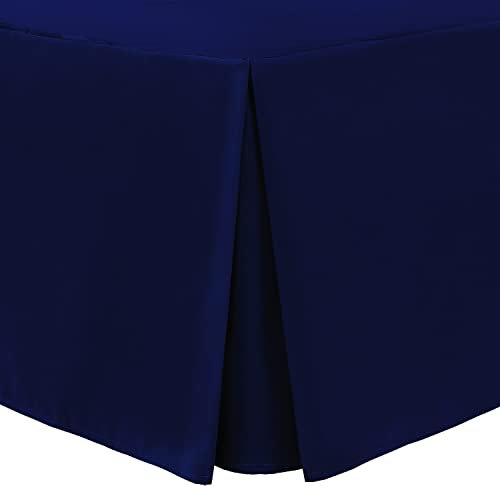 Linen Home Box Pleated Base Valance Sheet King Bed Skirt Platform Valance Sheets Navy, Microfiber Soft Brushed Easy Care Non Iron (King, Navy)