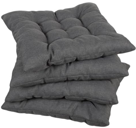 Gutekissen® Stuhlkissen gesteppt Quadrat Polsterauflage Auflage für Stühle/Bänke für Haus und Garten Sitzauflage Gartenkissen Sitzkissen viele Farben (40x40, Dunkelgrau, 4)