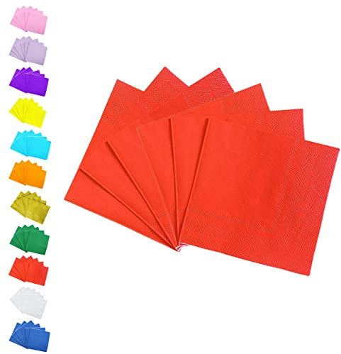 Aisszhao 33cm Red Paper Napkins Party,20PCS Serviettes Solid Colour for Party,2 Ply Beverage Luncheon Decorative Soft Dinner Napkin Cocktail Bar,Restaurant (AZ-A-ZHIJIN)