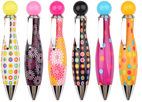 MFUOE Lot de 6 stylos à bille colorés de bowling - Mini gros stylos courts avec tête ogive et clip pour l'école et le bureau