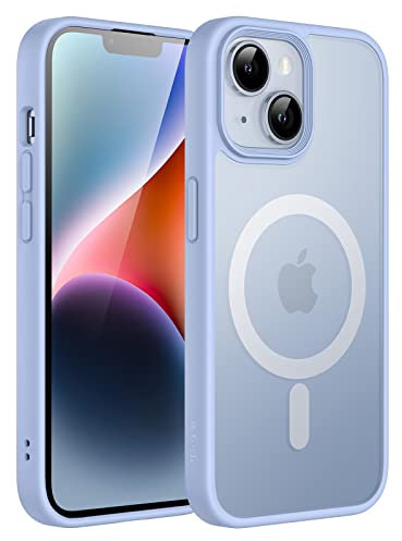 JETech Magnetisch Hülle für iPhone 14 6,1 Zoll Kompatibel mit MagSafe, Durchscheinende Matt Handyhülle Rückseite Dünn Stoßfest Schutzhülle (Himmelblau)