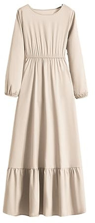 DOTBUY-SHOP Muslimisches Kleid Damen Ohne Hijab Muslim Sommerkleid Lange Robe Naher Osten Dubai Türkei Arab Islamischer Ramadan Gebetskleidung Abaya für Frauen