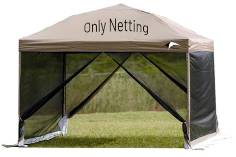 MQoutdoor 10x10 Mosquito Netting for Straight Leg Canopy, Pop up Tent Mesh Screen Side Walls, with Zipper Door and Widen Wind Deflector, only Netting Excluding Tent Frame and Top