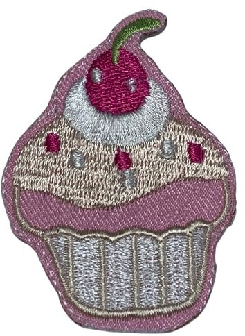 Aufnäher / Aufnäher, Motiv: Cupcake, Rosa, für Jeans, Jacken, Kleidung, zum Aufbügeln oder Aufnähen, bestickt