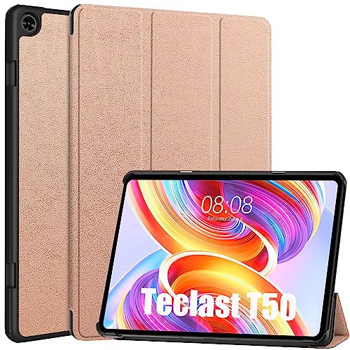 Dlahaby - Carcasa para Teclast T50, piel sintética y rígida para PC con función de soporte, funda protectora para tablet Teclast T50 de 11 pulgadas, oro rosa