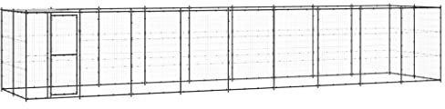 Vielseitige Hundehütte, Outdoor-Hundezwinger mit Überdachung Stahl 21,78 m² Geräumig Genug + Gleichzeitiger Belüftung + robusten und hochwertigen + Verschließbaren Türverschlusssystems