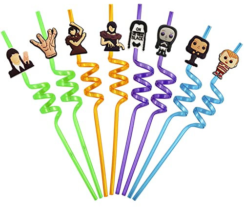 8 Pièces Paille Spirale Réutilisable Colorées, Paille Plastique Reutilisable, Pailles Mignonnes à Thème, Pour Les Fêtes D'Anniversaire Des Enfants,Décoration Table Fête