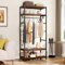 YITAHOME Coat Rack Stand with Shoe Storage, Floorstanding Hall Tree with 2 Shelves Industrial Clothes Rail Garment Rack Clothing Storage Shelving Unit for Entryway Hallway Living Room, Rustic Brown