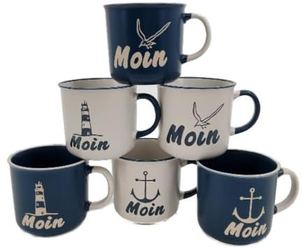 Generisch Ein Hösti-Maritim Becher ca. 410ml ca. 10x9cm MOIN aus Keramik, blau mit Möwe