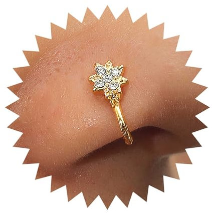 Inilbran Anneau De Nez En Cristal Punk Étoile Clip On Nose Ring Vintage Étoile Faux Nez Anneau De Nez En Or Cz Étoile Cuff Hoop Ring Anneau De Nez Non Percé Bijoux Pour Les Femmes Et Les Filles
