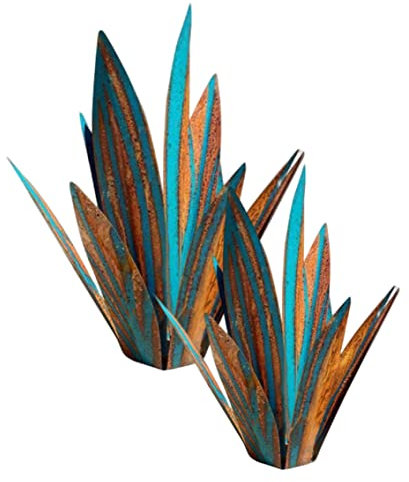 Pesoncarl Décorations de Jardin, Plantes d'agave en métal décor extérieur 2 pcs 10,63 Pouces, 13,78 Pouces Tequila métal Rustique Agave Yard Art Sculpture Figurines décor Ornements Jardin