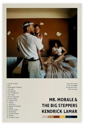 Kendrick Lamar Poster, Mr. Morale & The Big Steppers, Poster, Albumcover, Poster, Rapper, Leinwand, Poster, Schlafzimmer-Dekor, Sportlandschaft, Büro, Raumdekoration, Geschenk, ungerahmt, 30 x 45 cm