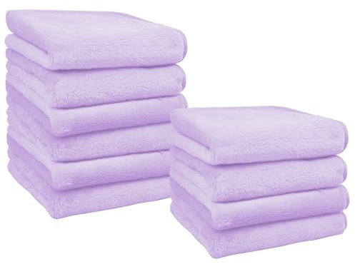 10 Pack Face Cloths Make Up Remover Cloths Microfibre Face Wipes Reusable Makeup Remover Cloth Ultra Soft Flannel Facial Cleansing Wipes 20x20CM Lilac