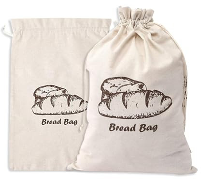 2-Pack Premium Bread Storage Bags, Plastic-Lined Cotton Linen Reusable Bread Bags - Washable Freshness Keeper for Fresh Homemade SourdoughBread and Rolls