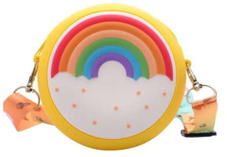 YANGWEN Silikon Regenbogen Tasche Kinder Umhängetasche Mädchen Handtasche Schultertasche Kindertasche Mädchen Spielzeug Mini Einzigen Schulter Tasche Kinder Dekorative Tasche,Yellow
