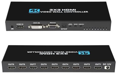 3x3 Video Wall Controller 4K HDMI DVI entrée 1080p 3x3 2x3 2X4 4X2 1X4 TV Wall Controller processeur 9 Écran épissure épissure boîte